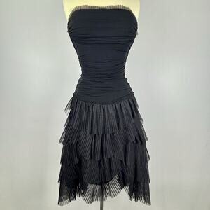 BCBG Dress Small Black Hoco Fairy Grunge Whimsigoth Witchy Dark Romantic Ruffles
